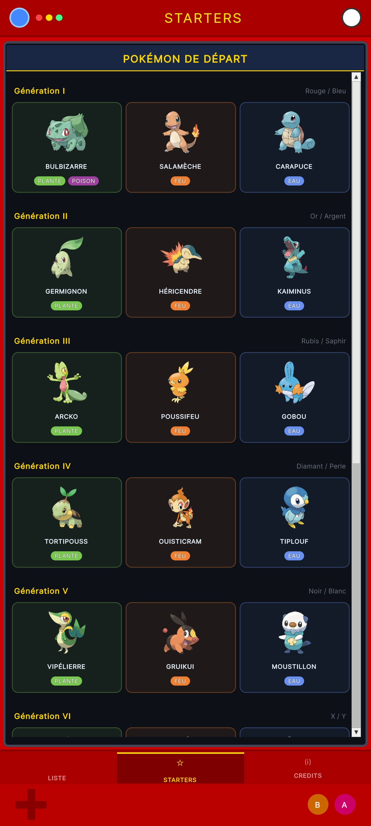 Screenshot de l'application